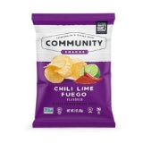 Community Snacks - 25 Count Chili Lime Fuego Flavor Kettle Cooked Potato Chips - 2 oz Bags - Non-GMO, Gluten-Free, Kosher, Vegan - Spicy Heat Meets Zesty Lime