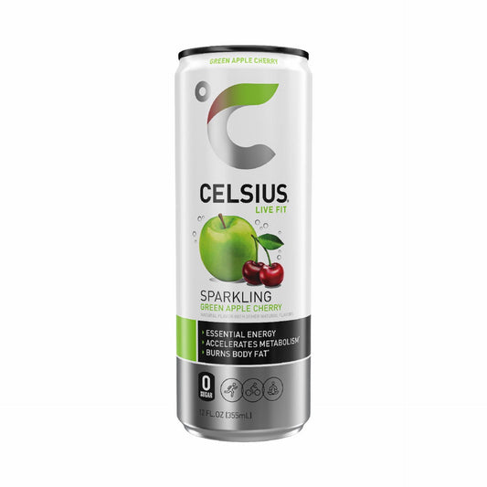 CELSIUS Sparkling Green Apple Cherry  Functional Essential Energy Drink 12 Fl Oz Single Can